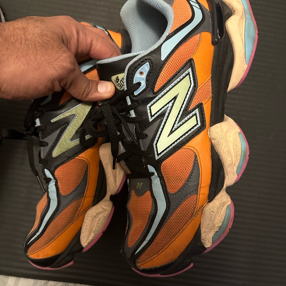 New Balance Orange, Black & Light Blue Mesh Athletic Sneakers